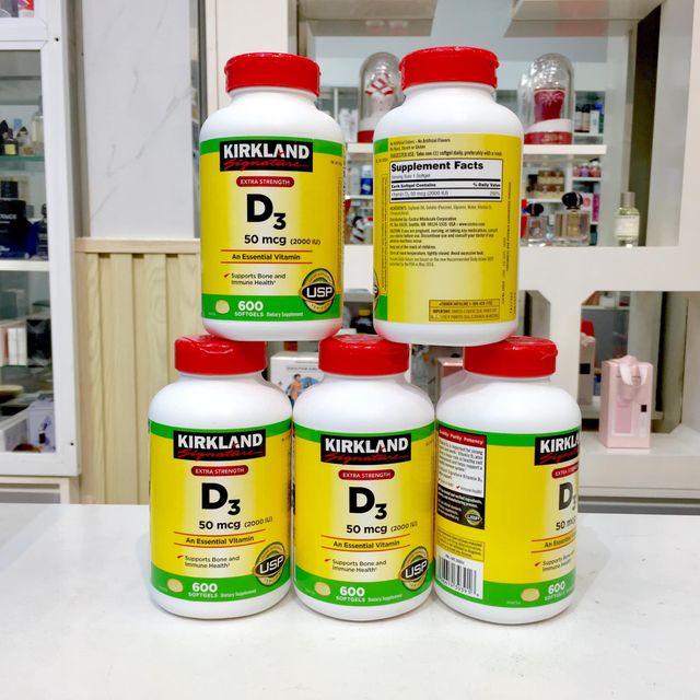 Vi&ecirc;n uống Kirkland Vitamin D3 50mcg