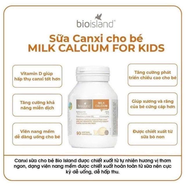 Canxi cho b&eacute; Milk Calcium BioIsland