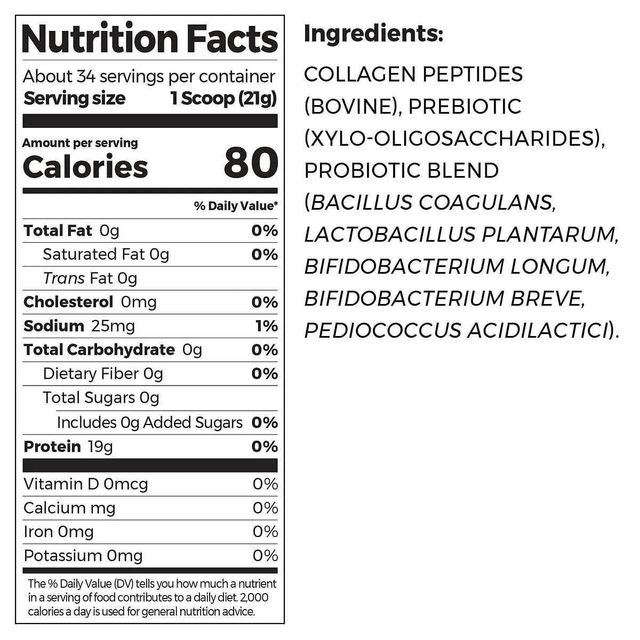 Bột Orgain Collagen Peptides + Probiotics 726g