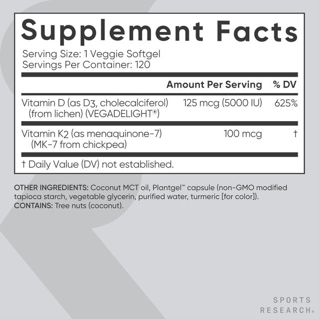 Vi&ecirc;n hỗ trợ xương khớp Vitamin D3+K2 Sports Research