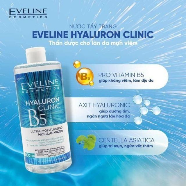 Nước tẩy trang Eveline Hyaluronic Clinic B5