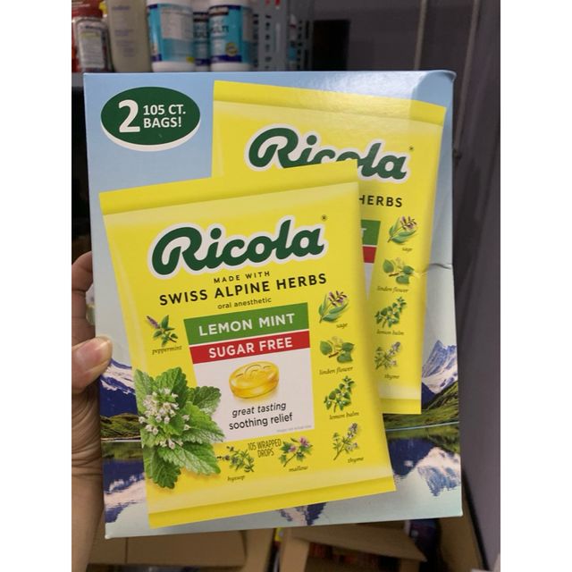 Kẹo Ricola Lemon Mint kh&ocirc;ng đường