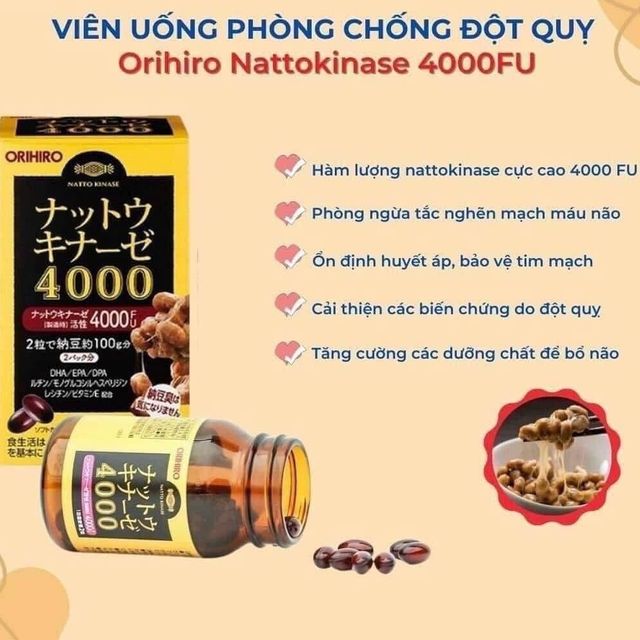 Vi&ecirc;n Ph&ograve;ng Ngừa Đột Quỵ Orihiro Nattokinase 4000FU