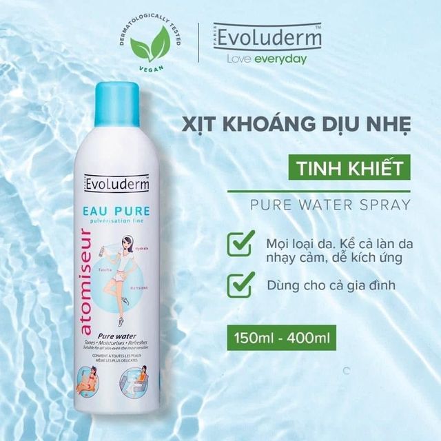 Xịt kho&aacute;ng Evoluderm Atomiseur Eau Pure 150ml sử dụng h&agrave;ng ng&agrave;y