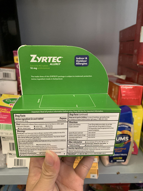 Vi&ecirc;n chống dị ứng Zyrtec Antihistamine Allergy 10mg