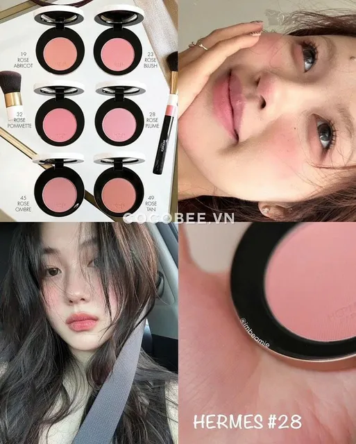 Phấn m&aacute; Hermes Rose Hermes Silky Blush Powder 28 Rose Plume