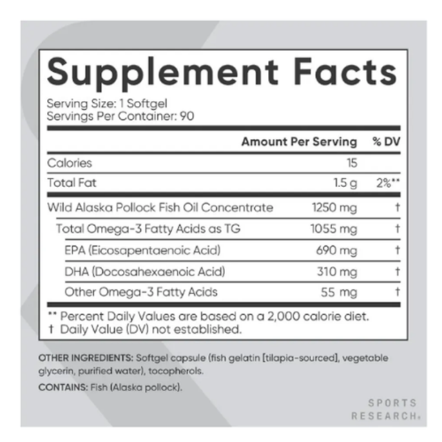 BILL MỸ - BAY AIR Dầu c&aacute; Sports Research Omega-3 Fish Oil Triple Strength