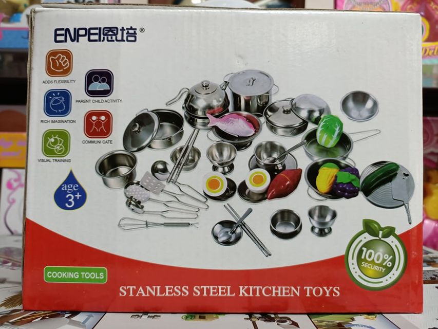 Đồ chơi nấu ăn chất liệu inox 25 chi tiết ENPEI
