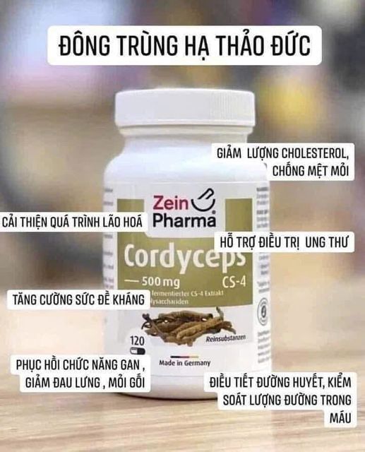 Đ&ocirc;ng Tr&ugrave;ng Hạ Thảo Zein Pharma Cordyceps CS-4 500mg