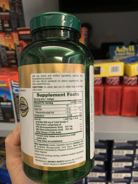 Dầu c&aacute; Fish oil Nature&rsquo;s Bounty 1400mcg 130 vi&ecirc;n