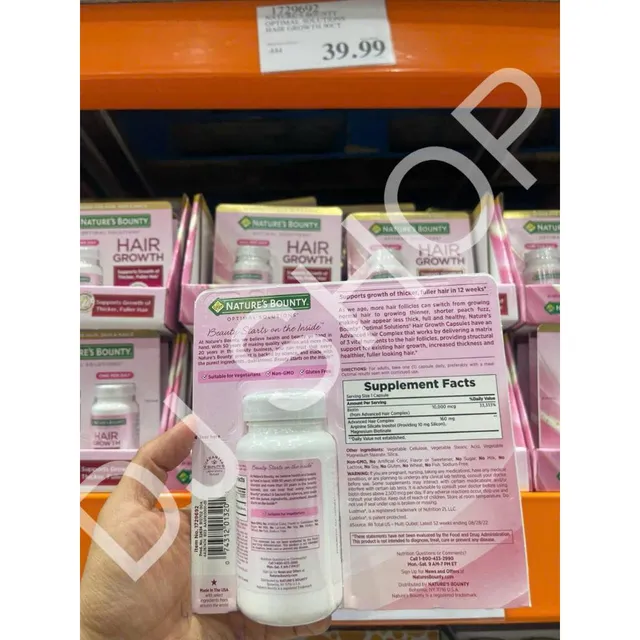 Hộp Đựng Vi&ecirc;n Biotin Hỗ Trợ T&oacute;c - Hair Growth Của Nature's Bounty