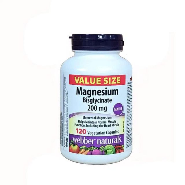 Vi&ecirc;n uống bổ sung magie Webber Naturals Magnesium Bisglycinate 200mg, 60 vi&ecirc;n