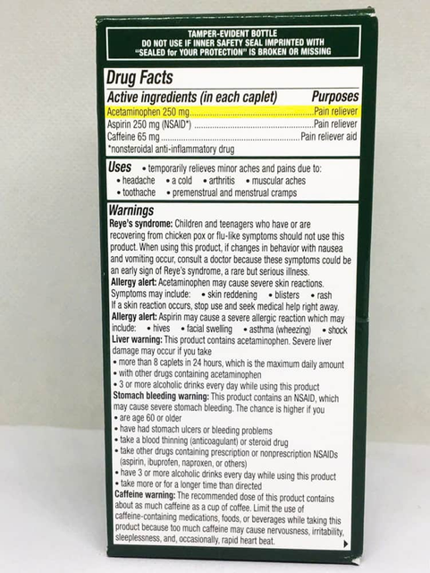 Excedrin Extra Strength - Đặc t&iacute;nh v&agrave; th&ocirc;ng tin sản phẩm
