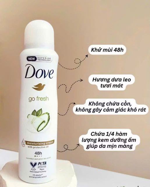 Xịt khử m&ugrave;i Dove Go Fresh Dưa Leo