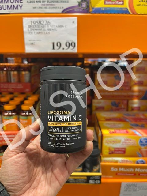 Vi&ecirc;n Uống Vitamin C Liposomal Sports Research 500mg/120vien - 1000mg/180Vi&ecirc;n Của Mỹ