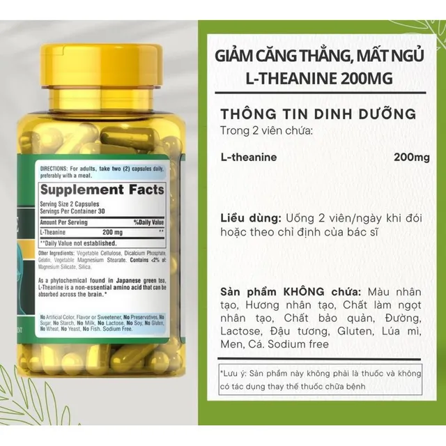 [ Date 2027] Vi&ecirc;n uống L-Theanine 200mg