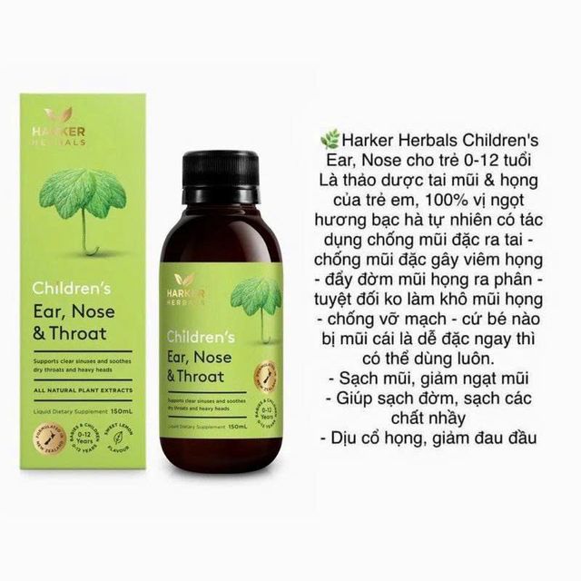 Siro Harker Herbals tai mũi họng xanh l&aacute; cho b&eacute;