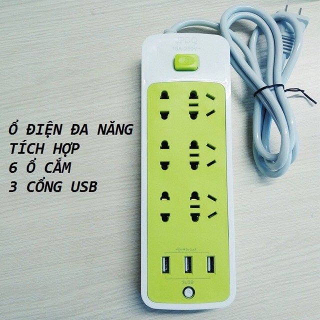 Ổ Cắm Điện Đa Năng M&agrave;u Xanh Chống Giật
