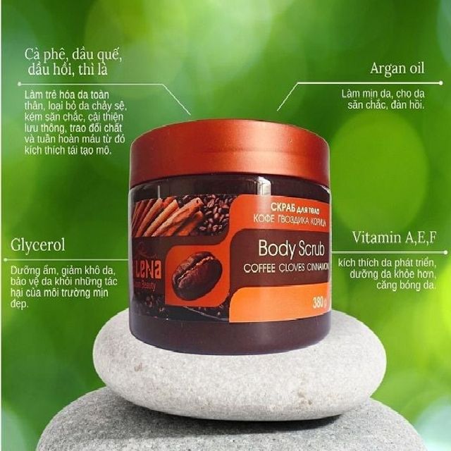 Sản phẩm Tẩy Tế B&agrave;o Cngừng hẳn Body Quế Hồi & C&agrave; Ph&ecirc; Bilena