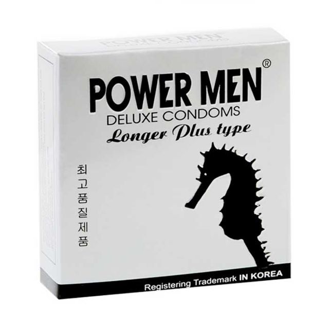 Bao Cao Su Powermen C&aacute; Ngựa Bạc G&acirc;n Gai K&eacute;o D&agrave;i Thời Gian - Hộp 3 C&aacute;i