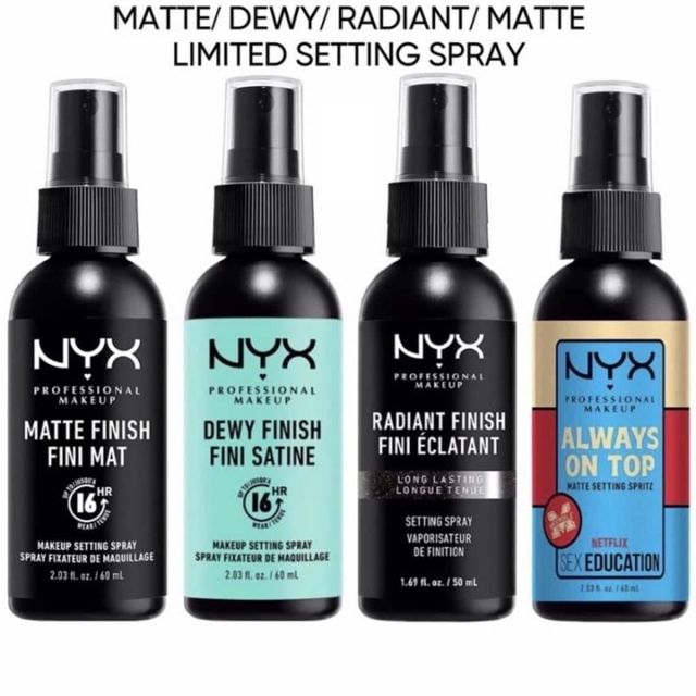 Xịt Khóa Nền Nyx Dewy - Matte Finish Setting Spray Chính Hãng, Giữ Lớp Trang Điểm Bền Màu Suốt Ngày, Thích Hợp Mọi Loại 