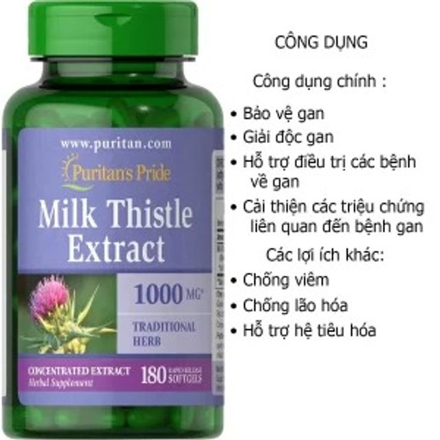 Chiết Xuất Kế Sữa Puritan Pride 1000mg - Hỗ Trợ Chức Năng Gan và Sức Khỏe Tổng Thể - 90 Viên Chính Hãng Mỹ - hình ảnh thực tế