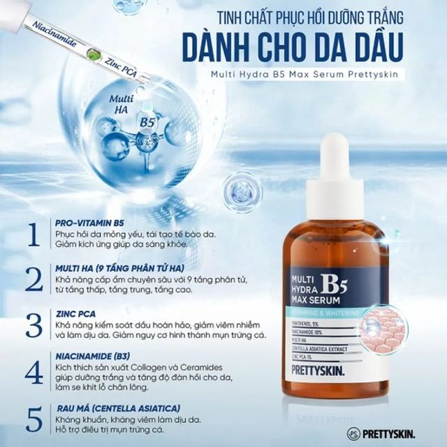 Serum B5 cấp ẩm Prettyskin Multi Hydra B5 Max