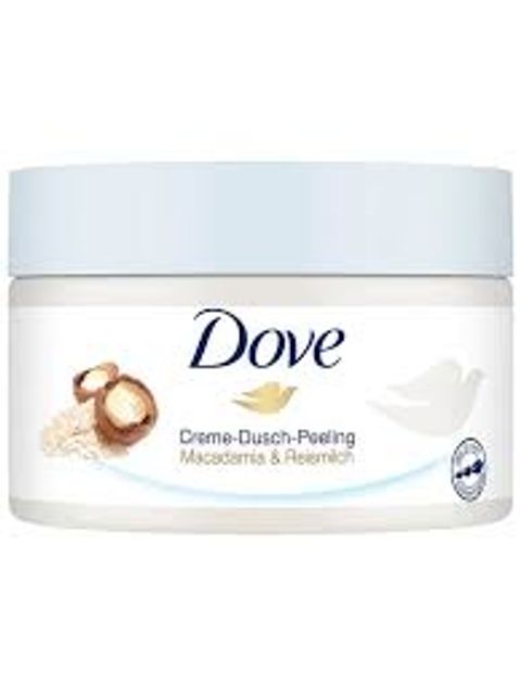 Tẩy Tế Bào Chết Dove Creme Dusch Peeling Maca và Sữa Gạo, 225ml - Dưỡng Ẩm, Làm Sáng Da, Chất Lượng Cao Chính Hãng