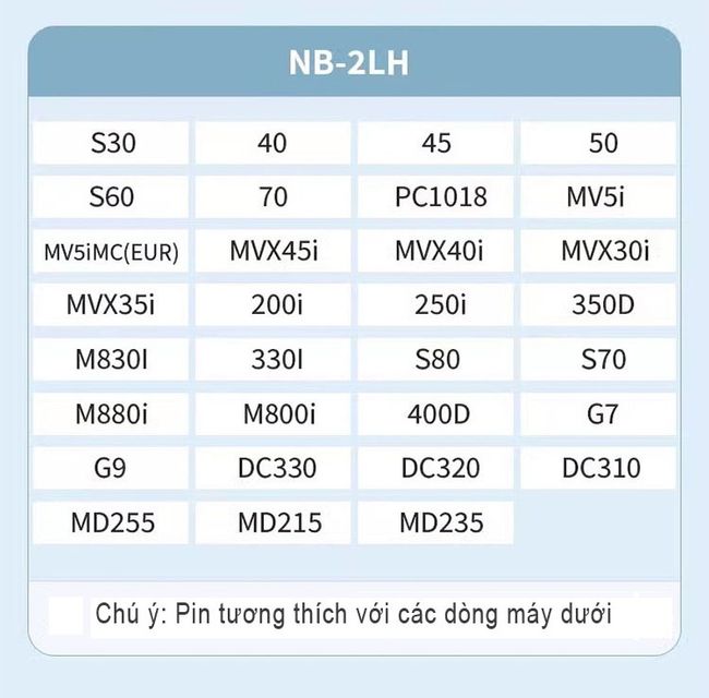 PIN M&Aacute;Y ẢNH CANON NB-2L