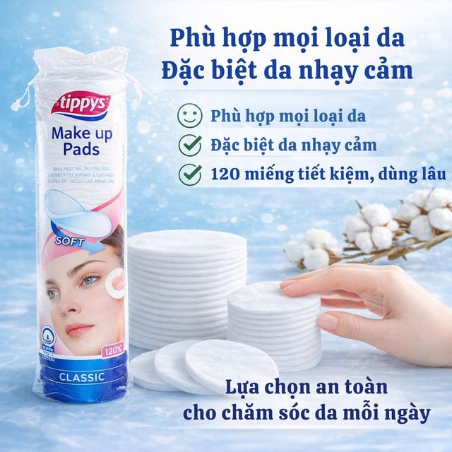 B&ocirc;ng tẩy trang Tippys Cotton Pads - H&igrave;nh 4