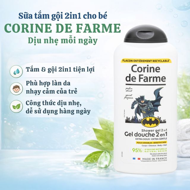 Gel tắm gội cho b&eacute; Corine de Farme Kids Batman