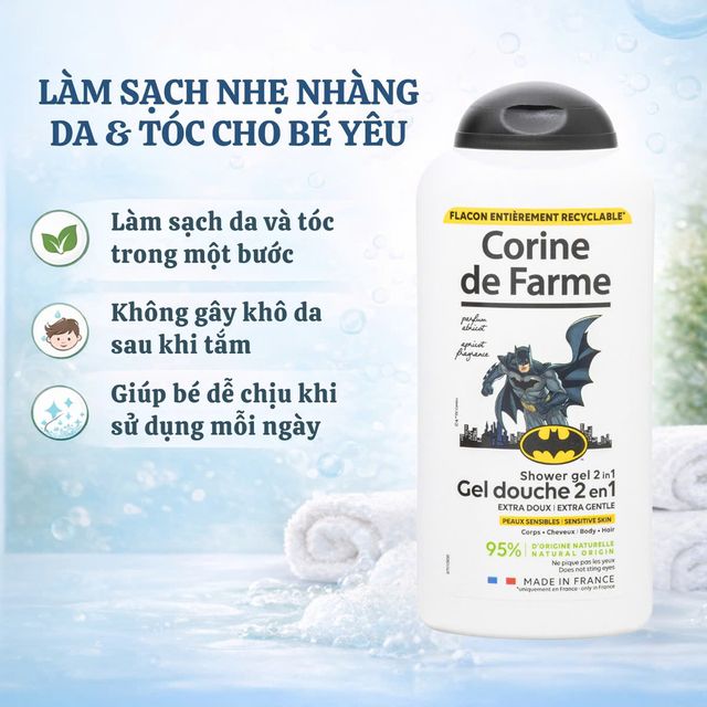Gel Tắm Gội Corine de Farme Kids Batman