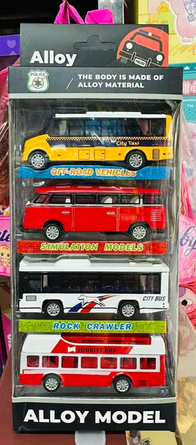 Bộ Đồ Chơi M&ocirc; H&igrave;nh 4 Chiếc Xe &Ocirc; T&ocirc; Bus