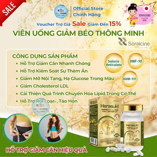 Vi&ecirc;n Uống Giảm B&eacute;o Th&ocirc;ng Minh Herasuki