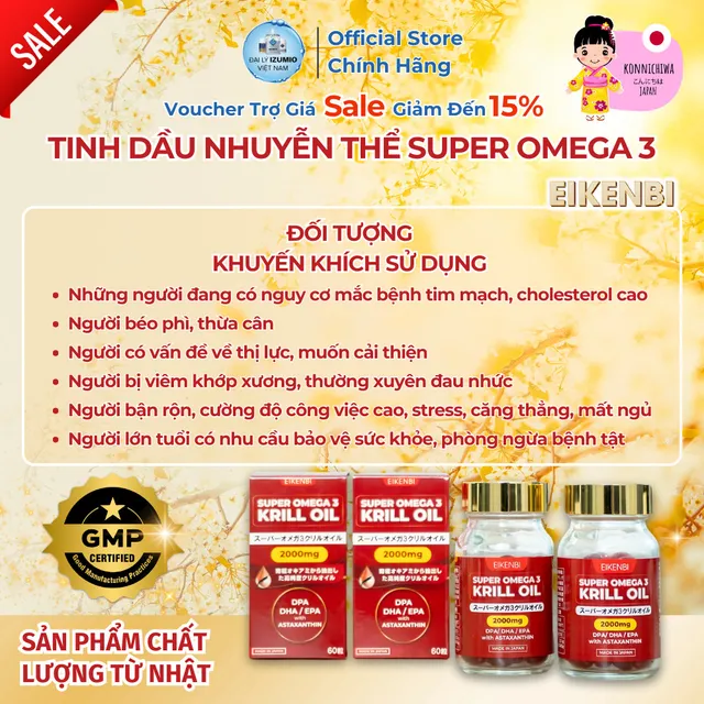 Vi&ecirc;n Uống Dầu Nhuyễn Thể Super Omega 3 Krill Oil Eikenbi