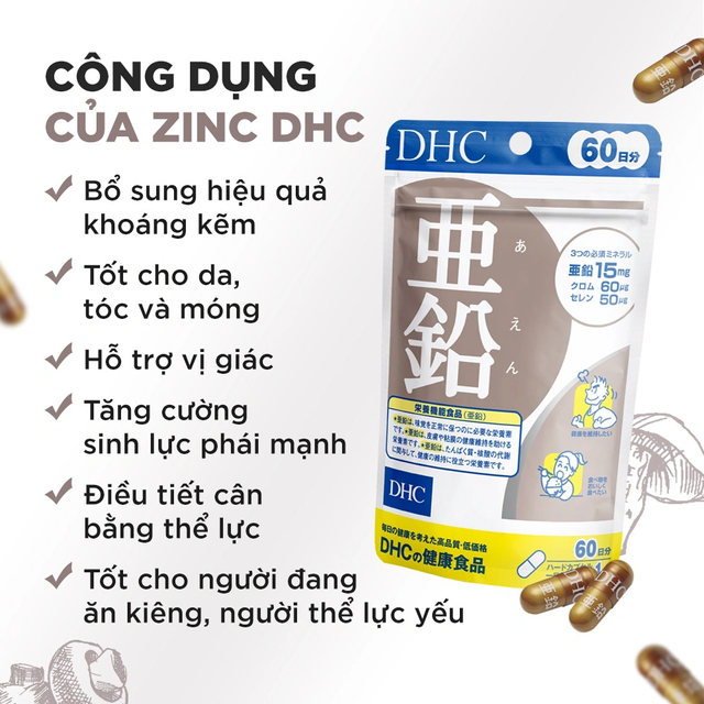 Vi&ecirc;n uống DHC Zinc Kẽm Nhật Bản