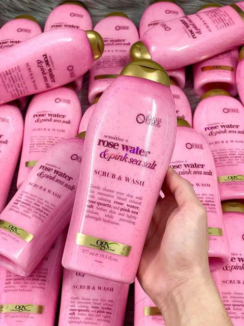 Sữa Tắm Tẩy Tế B&agrave;o Cngừng hẳn Ogx Rose Water & Pink Sea Salt