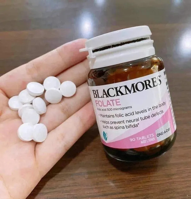 Vi&ecirc;n uống Blackmores Folate 500mcg axit folic cho b&agrave; bầu &Uacute;c 90 vi&ecirc;n
