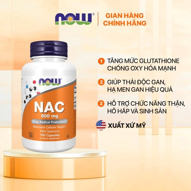Vi&ecirc;n Uống Thải Độc Gan NAC 600mg Now Foods