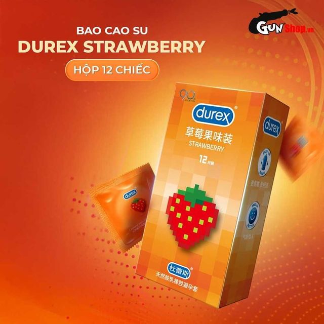 Bao cao su Durex Strawberry - Hương d&acirc;u