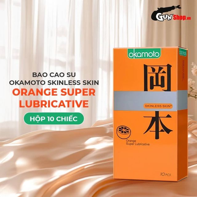 Bao cao su Okamoto Skinless Skin - Hương cam - Hộp 10 c&aacute;i