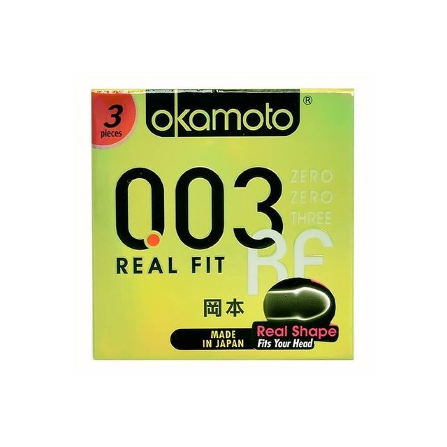 Bao cao su Okamoto 0.03mm Real Fit - Si&ecirc;u mỏng, co r&uacute;t &ocirc;m s&aacute;t ch&iacute;nh h&atilde;ng
