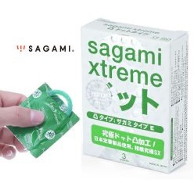 (Sales)Bao Cao Su Sagami Xtreme Dots Type – Có Gân, Gai hộp 10 cái 80 +10 Chính hãng - hình ảnh thực tế