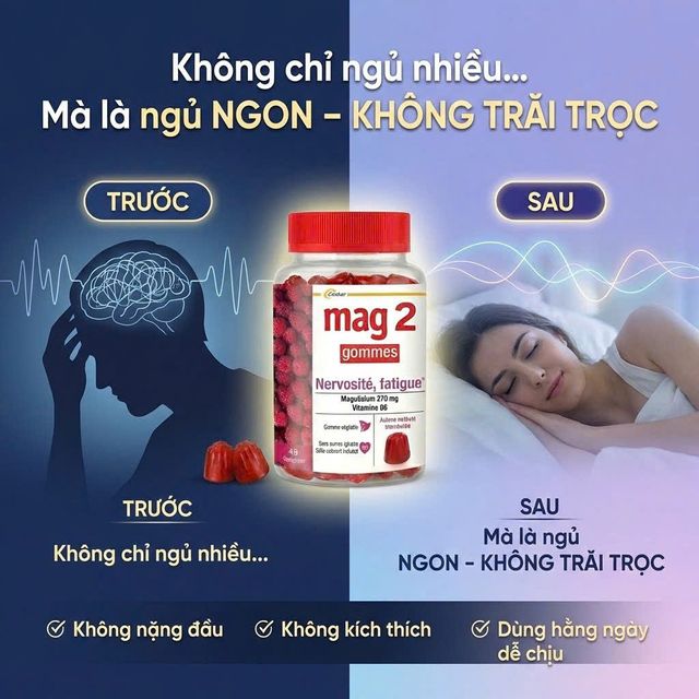 Vi&ecirc;n Nhai Ngủ Ngon Mag2 Magnesium + Copper + Vitamin B6 - Giải ph&aacute;p cho căng thẳng