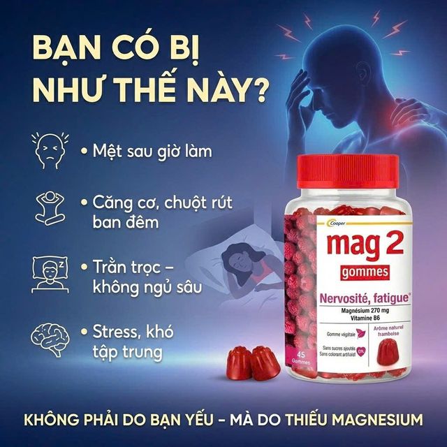 Vi&ecirc;n Nhai Ngủ Ngon Mag2 Magnesium + Copper + Vitamin B6