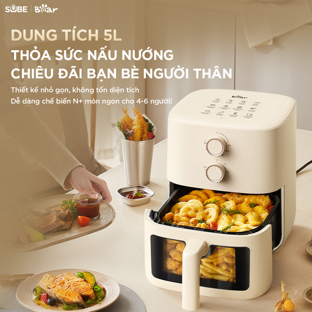 Nồi Chi&ecirc;n Kh&ocirc;ng Dầu BEAR 5L AF-5H15I52