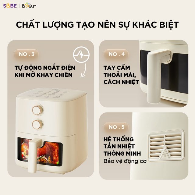 Nồi Chi&ecirc;n Kh&ocirc;ng Dầu BEAR 5L AF-5H15I52 - Chiến thắng mọi thử th&aacute;ch nấu nướng