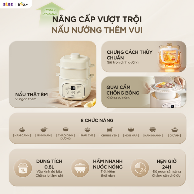 Nồi nấu chậm Bear EST-085DH