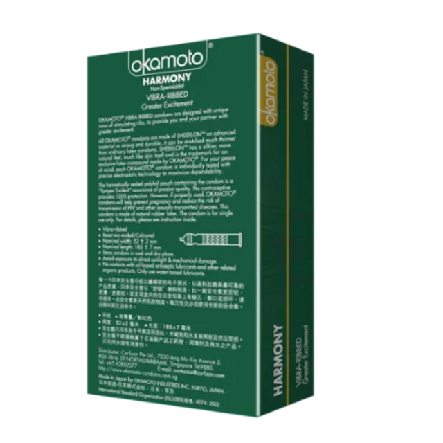 (Cao cấp) Bao Cao Su Okamoto Harmony G&acirc;n Sọc Hộp 10 C&aacute;i Ch&iacute;nh h&atilde;ng