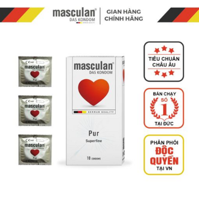 (Cao cấp) Bao Cao Su Masculan Pur 0.04mm &ndash; Si&ecirc;u mỏng &ndash; Thơm &ndash; Thật Hộp 10 C&aacute;i Ch&iacute;nh h&atilde;ng - h&igrave;nh ảnh thực tế